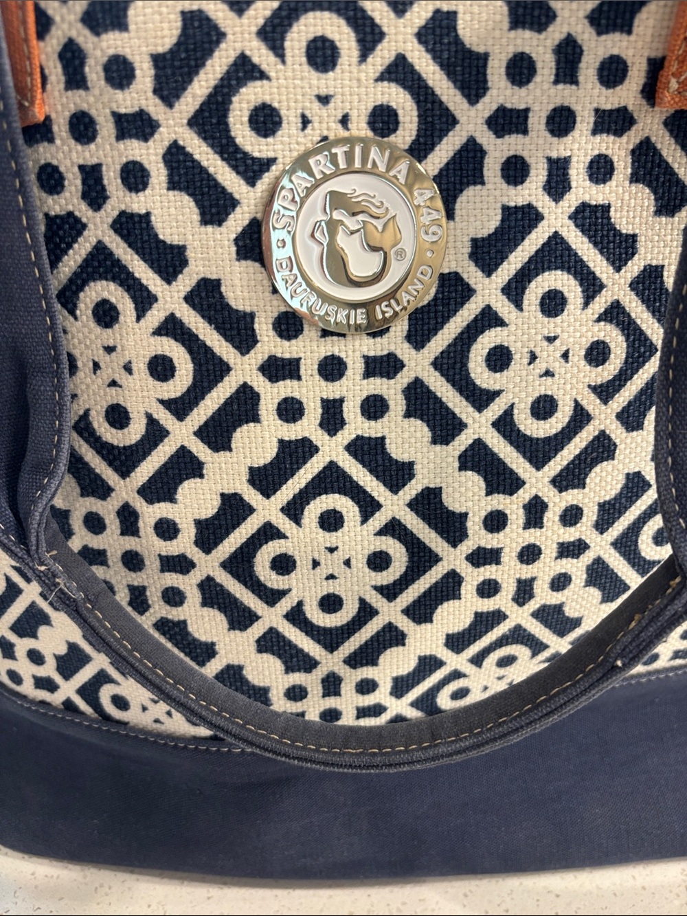 Spartina 449 Daufuskie Island Market Tote Bag - Sailor's Watch Navy - Picture 2 of 6